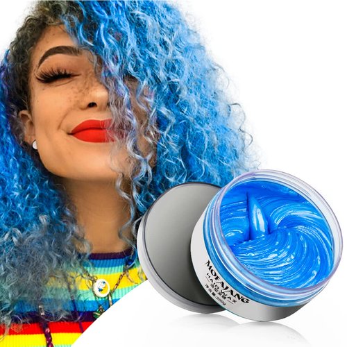 Blue Hair Wax Color 7.06 Oz, Temporary Hair Color Hair Dye Styling Clay Mud, Natural Instant Disposable Hair Coloring Cream Pomades For Unisex Black Women (Blue)