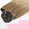 SURNEL Wire Hair Extensions Real Human Hair, 18inch 80g Ash Brown to Platinum Blonde, Invisible Wire Hair Extensions with Transparent, Seamless Fish Line Hairpiece(18,8T60)