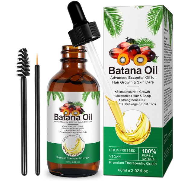 Batana Oil for Hair Growth, Batana Oil Organic for Promoting Hair Growth, 100% Pure and Natural Batana Oil, Stimulates Growth, Eyelashes & Eyebrows - Hair Skin Nail Massage Oil