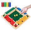 CRETVIS 1-4 Players Shut The Box Dice Game, 10 Numbers Traditional Wooden Pub Bar Board Family Table Mat Game Dice for Kids and Adults
