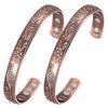 Jecanori 2Pcs Magnetic Copper Bracelets for Women, Vintage Flower 99.99% Pure Copper Bracelets with 3500 Gauss Magnets