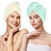MaopaoBeauty Hair Towel Wrap for Women Super Absorbent Hair Towel Wrap for All Hair Long&Thick Hairs Turban Head Wrap with Pineapple Plaid Design(Beige&Green)