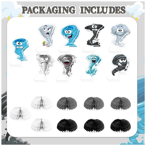 Tornado Honeycomb Centerpieces Tornado Birthday Table Centerpieces for Party, 9 Pcs Tornado Birthday Table Decorations for Tornado Party Decorations Party Supplies