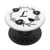 Cell Phone Pop Out Holder,Black and White Floral Letter L PopSockets Grip and Stand for Phones and Tablets