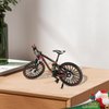 Risopen 1:8 Scale Finger Bike Bicycle Model Toy Mini Bike Model Toy Bicycle Ornament for Home Decorated Metal Die-cast Red Bike Model Decoration with Finger Skateboard Toy Figure Kit for Kid Adult