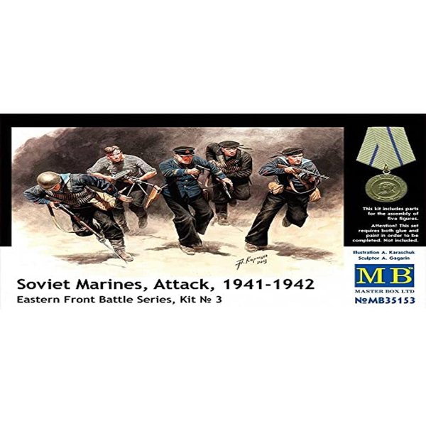 Master Box Soviet Marines Attack Eastern Front 1941-42 (5) Figure Model Building Kits (1:35 Scale)