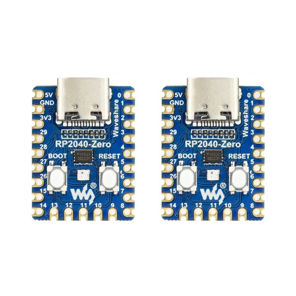 Waveshare RP2040-Zero High-Performance Pico-Like MCU Board Based On Raspberry Pi Microcontroller RP2040 Castellated Module Allows Soldering Direct to Carrier Boards-2pcs
