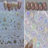 4Sheets 5D Gold Nail Art Stickers Totems Moon Star Butterfly Delicate Spring Nail Art Decal Supplies for Women Girls Salon DIY Acrylic Nails Design (Gold Totems)