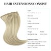 DOORES Weft Hair Extensions Human Hair, Ash Blonde Highlighted Platinum Blonde 24 Inch 120g Sew in Hair Extensions Real Human Hair Straight Natural Weave Weft Real Hair Extensions for Women