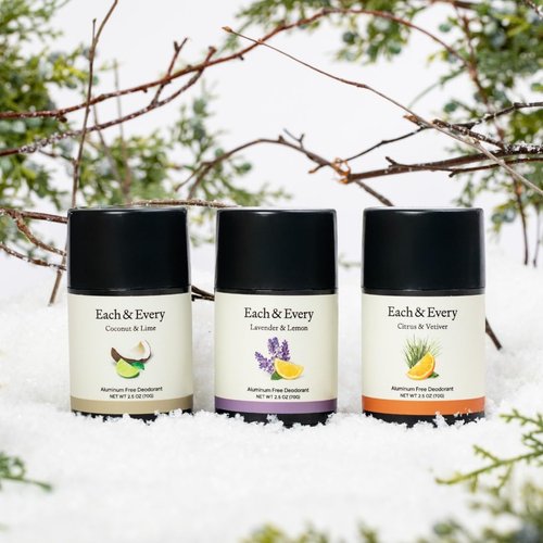 Each & Every 3-Pack Natural Aluminum-Free Deodorant for Sensitive Skin with Essential Oils, Plant-Based Packaging (Best Sellers, 2.5 Ounce (Pack of 3))