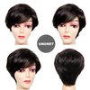 Unonet Pixie Cut Wig with Bangs Human Hair Short Wigs for Women Short Pixie Cut Wigs Black Brazilian Virgin Hair Layered Wavy wigs Party Daily Use (Natural Black)