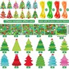 24 Pcs DIY Christmas Tree Paper Craft Kit Hanging Ornaments DIY Christmas Crafts Card Making Kit for Kids Holiday Favor Decorative Sticker Xmas Party Supplies