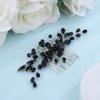 JWICOS Handmade Black Crystal Hair Comb for Wedding Bridal Hair Accessories for Women Prom Halloween Costume Bride Side Comb for Special Occasion