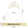YARIEW 60th Birthday Decorations 60th Birthday Headband + 60 & Fabulous Birthday Sash + Pearl Pin Set, 60th Birthday Sash and Tiara for Women, Happy 60th Birthday Gifts for Women Gold