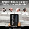 LuxGrip Nail Clipper for Thick Nails. Nail Clipper for Thick, Ingrown Nails. German Nail Clipper. Wide Open Toenail Clippers for Seniors Thick Nails. No Splash Nail Clippers - BLACK (Black)