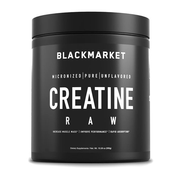 BLACKMARKET RAW Creatine - Workout Powder Drink Mix for Men & Women, Improve Muscle Size, Strength, Definition, Provides Rapid Absorption & Improves Performance, 300 Grams