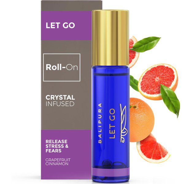BALIPURA - Let Go Roll On with Cinnamon Essential Oil and Amethyst Crystals - Essential Oils Blends, Organic Essential Oils for Cleaning - Relaxation Gifts for Women
