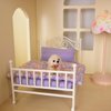 Funky Mini House 1:12 Scale Miniature Iron Bed, Dollhouse Furniture BJD Ob11 Accessories, Floral Mattress and Pillow Set, White