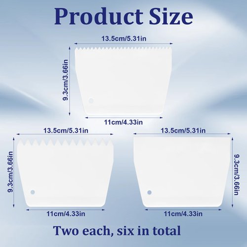 6 Pcs Glue Spreader, Reusable Adhesive Spreader 3 Different Types Notched Plastic Glue Applicator Kits for Applying Glues Epoxy PET Putty(White)