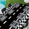 81Pcs Racing Car Party Decorations - Black and White Checkered Racing Car Tableware Set, Race Car Plates Napkins Forks Tablecloth for Kids' Race Car Themed Birthday Party, Serves 20
