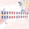 Independence Day Press on Nails 4th of July Medium Square Fake Nails American Flag Five-pointed Glue on Nails with Big Small Star Design Silver Glitter False Nails Sparkly Manicure for Women 24Pcs