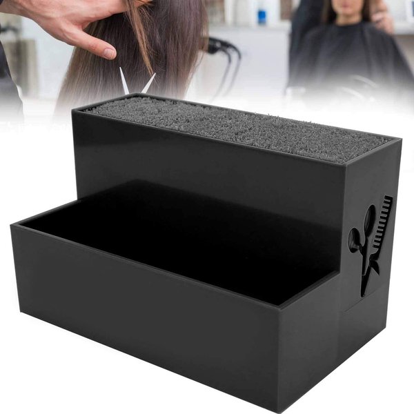 Niiyen Professional Salon Shear Holder Rack, Salon Hairdressing Combs Clips Box Scissors Storage Box Organizer Case Barber Accessories, for Hair Stylist Office Home(Black)