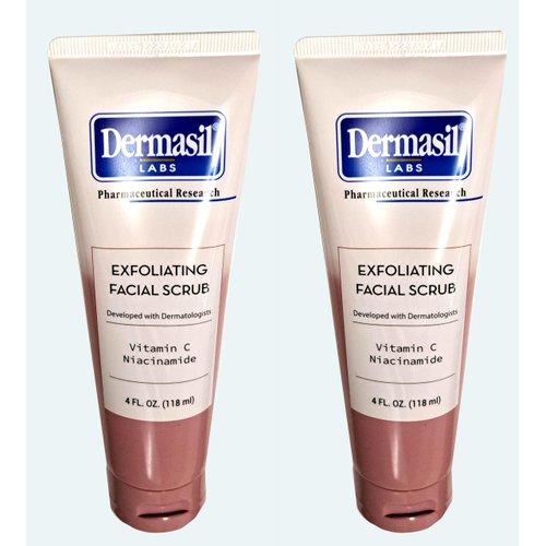 Dermasil Labs - Pharmaceutical Research - Exfoliating Facial Scrub Vitamin C & Niacinamide 4fl oz. 118 ml (Set of 2 Pack)