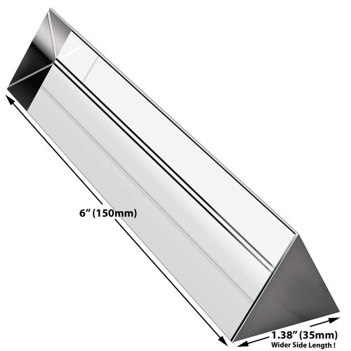 Amlong Crystal 6 inch Optical Glass Triangular Prism for Teaching Light Spectrum Physics and Photo Photography Prism, 150mm