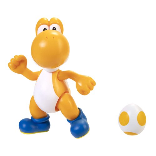 Super Mario Action Figure 4 Inch Orange Yoshi Collectible Toy with Egg Accessory