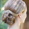 EVER FAITH Wedding Hair Accessories Austrian Crystal Cream Simulated Pearl Bridal Bride Leaf Flowers Hair Comb Clear Silver-Tone