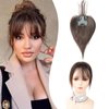 VIJIGIA Clip in Bangs Hair Toppers for Women Real Human Hair, 10 inch 3D French Bangs Women Hair Toppers for Thinning Hair, Clip in Hair Topper Top Hair Extensions, Standard Base 2.5"x3", Brown