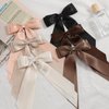 Unbednigt 6PCS Silky Satin Hair Bows, Bow Hair Clips with Long Tail, Hair Ribbon Ponytail Holder Accessories, Alligator Metal Clips Hair Bows for Women Girls Teens Kids Gifts, Neutral Color