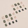 WAFOLOZE Press On Nails Short，Acrylic Nails Press on ，Short Square Press on Nails Fake Nails Glossy Green False Nails with Leopard Print Gold Foil Press ons Designs Stick on Nails for Women 24Pcs
