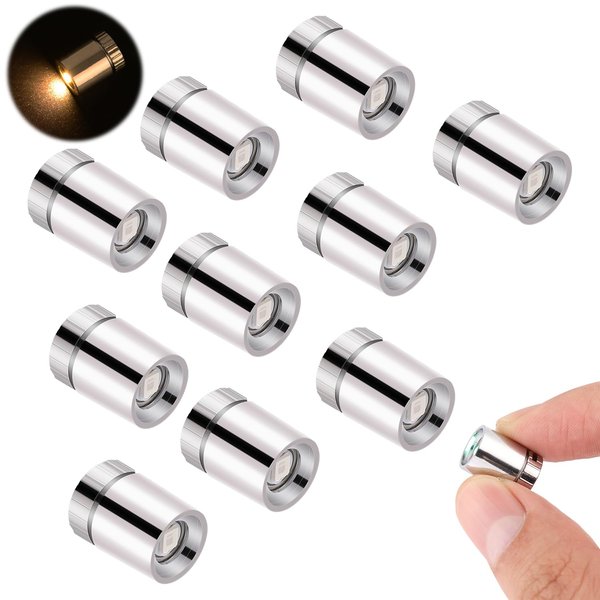 BTFO 10pcs LED Mini Lights, Small Led Lights for Dollhouse Silver Plastic Battery Included Doll House Electric Lights for Paper Lantern Party Decoration Crafts Dollhouse Accessories(Warm White Light)