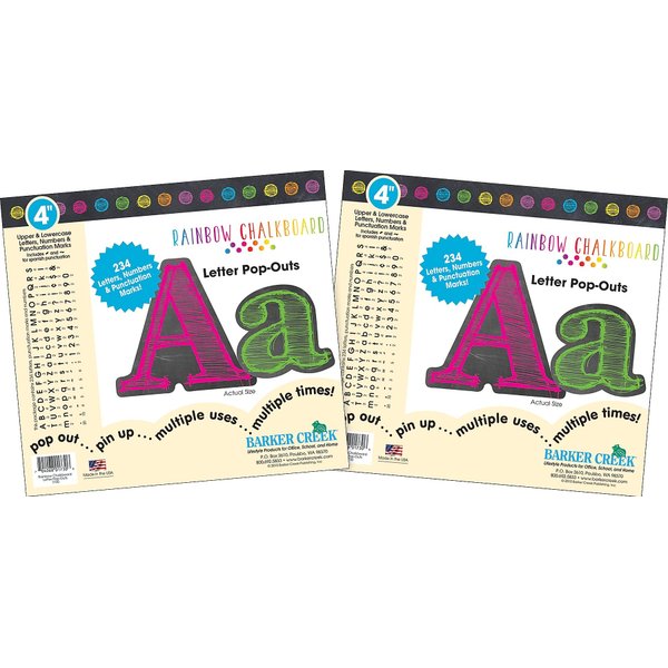 Barker Creek 4" Letter Pop-Outs 2-Pack, Rainbow Chalk, Jazz Up Your Bulletin Boards with These Colorful Letters, 468 Upper and Lowercase Letters, Numbers & Punctuation Marks, 4" (3648)