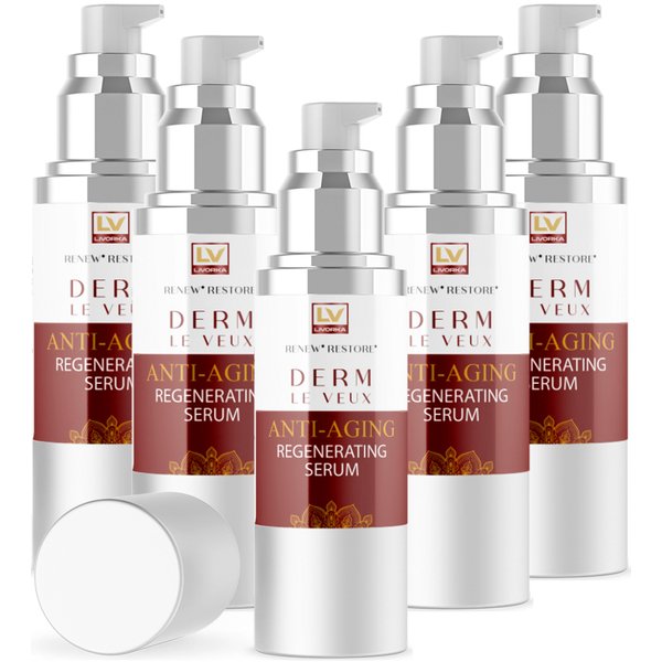 (5 Pack) Derm Le Veux, Derm La Veux, Derm Le Veu, Derm Leveux Serum, Derma Le Veux Serum, Derm Le Veux Face Cream, Veur, Veus, Dermlevue Serum, Derm Le Veux Deluxe Serum, Derma La Veux, 5 Bottles