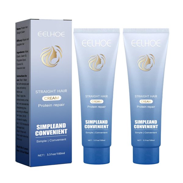 Protein Silk & Gloss Straightening Cream (100ml, Pack of 2) - 3-Step Treatment for Smooth, Frizz-Free Hair in 2023