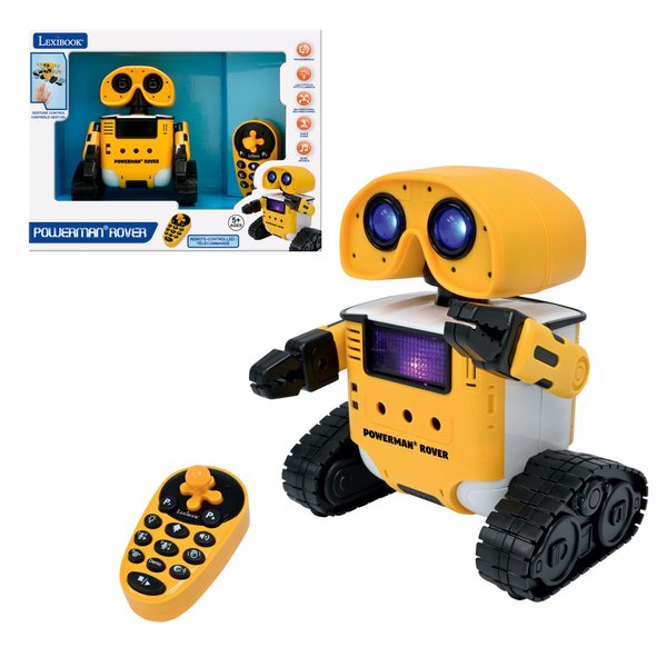 LEXiBOOK, Powerman® Rover, Your Adorable Remote-Controlled Robot Companion, Remote and Gesture Control, Plays Music and Dances, Repeats After You, Light and Sound Effects, STEM programmable, ROB14
