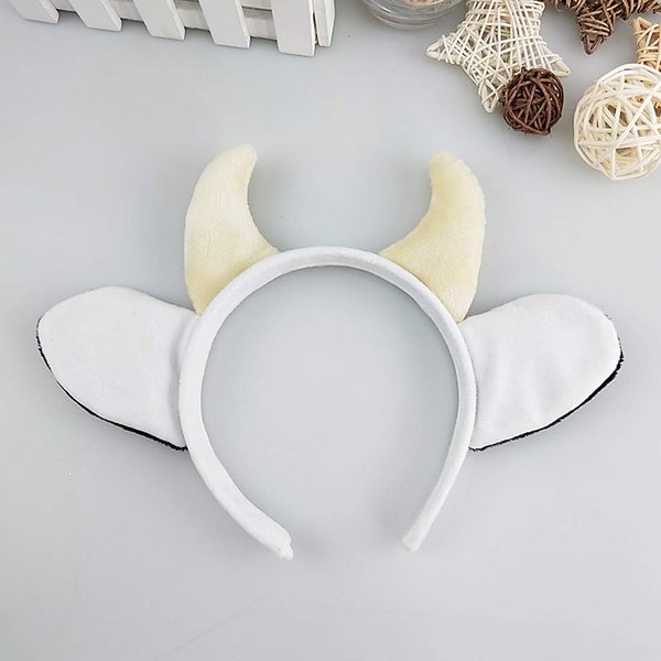 Marlegard 3PCs Kids Funny Rabbit Pig Wolf Kangaroo Zebra Costume Headband with Tail Tie (Milk Cow)