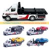 Flatbed Truck Toy Rescue Tow Truck Transport Trailer Car Carrier Metal Diecast Pull Back Vehicles 2 in 1 Vehicle Playset Toy Trucks for Boys Kids Toddlers Birthday Gifts for Age 3 4 5 6, White