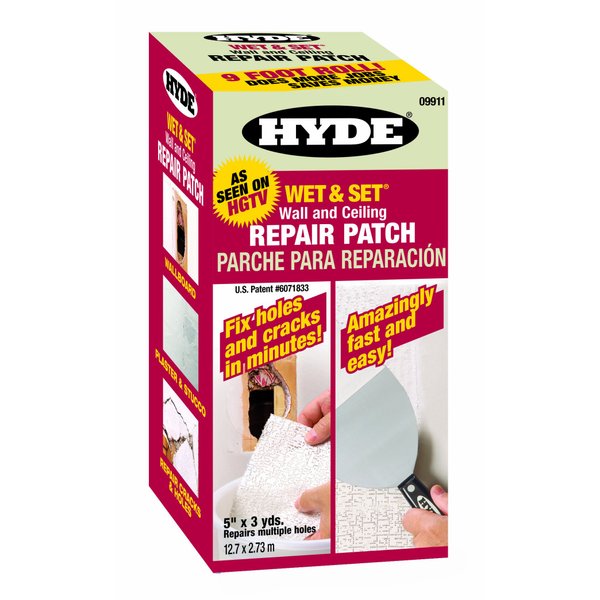 Hyde Tools 09911 5-Inch by 9-Foot Wet and Set Contractor's Roll Wall and Ceiling Repair Patch , Gray