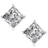 "STUNNING FLAME" 18K Gold Plated Sterling Silver Princess Cut Cubic Zirconia Stud Earrings for men women(w-4)