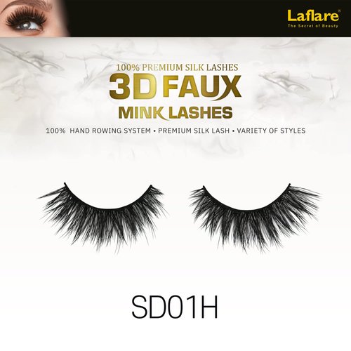 Laflare Silk Lashes 3D FAUX MINK Eyelashes, Light, Reusable, Handmade, Natural Looking, Professional Easy to Apply Eyelashes in a Knitted Style1-3 PACKS BUNDLE SPECIAL (3, SD01H)