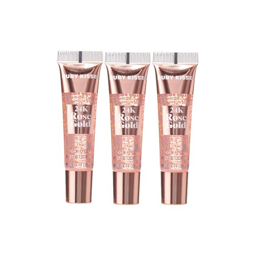 Ruby Kisses 24K Gold Oil Lip Gloss (3 Count, Rose Gold)