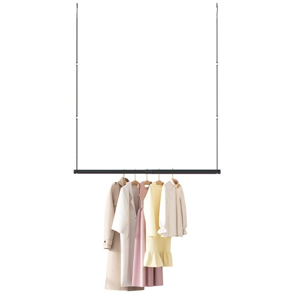 STO STO 1 Pack Closet Hanging Rod, Length and Height Adjustable Closet Rod, Space-saving Closet Extender Hanging Bar for Hanging Clothes, Black
