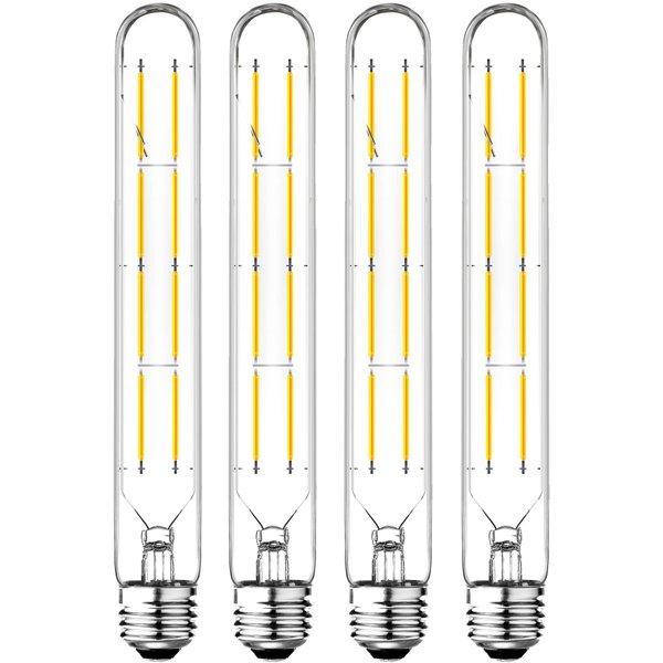 Dimmable T10 LED Edison Bulbs, Neutral White 4000K, 8.9inch Long Tubular Light Bulb, 8 Watt Vintage Long Tube LED Filament Bulb,800lm,E26 Base Led Bulb,Height 225 mm,Pack of 4.