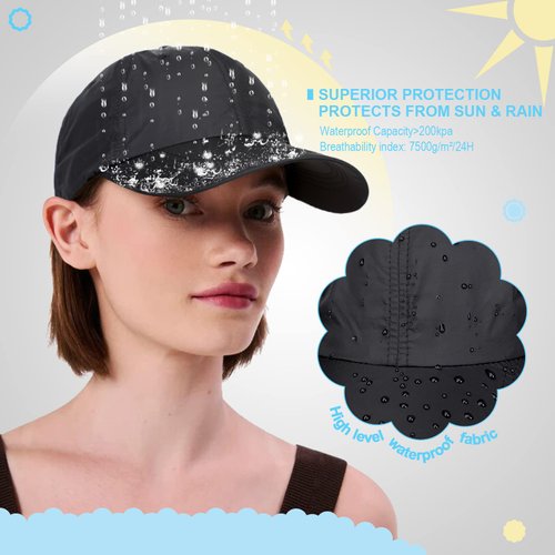 Lansigreen Quick Dry Hat with Hair Extensions Hat Wig Lightweight Waterproof Baseball Cap Attached 11" Short Straight Hairpiece Synthetic for Women Bleach Blonde