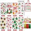 YUJUN 160 PCS Christmas Cellophane Treat Bags,Santa Claus Gift Goodie Candy Xmas Clear Cello Bags Twist Ties for Winter Christmas Theme Party Favor Supplies(8 Styles)