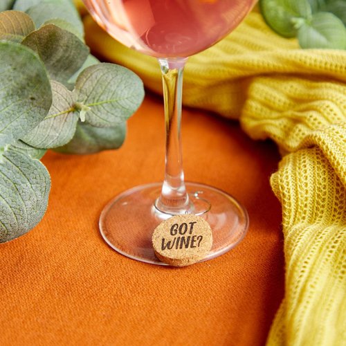 Juvale 12-Pack Funny and Humorous Wine Charms for Stem Glasses, 1-Inch Cork Drink Marker Tags with Gift Box for Dinner Party, Birthday Party Favors, 12 Assorted Designs