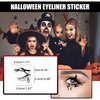 BASEMMAHER 4 Pairs Halloween Eyeshadow Eyeliner Stickers Spider Web Bat Spooky Temporary Tattoo Stickers Face Eye Makeup 3D Self-Adhesive Eye Shadow Decals for Women Girls Halloween Masquerade Party